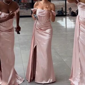 Elegant Pink Off-Shoulder Gown